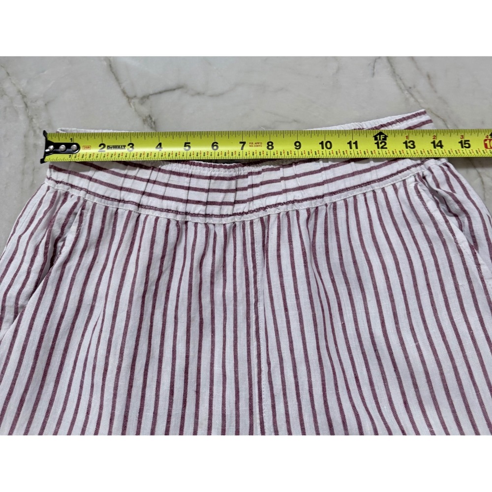 Sigrid Olsen Women Small 100% Linen Striped Wide Leg Pants Red White Elastic - Picture 6 of 8